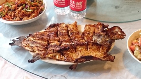 Spice rubbed roasted fish that I personally netted from the water