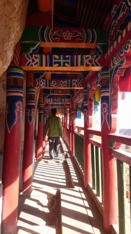 Walking through the temple